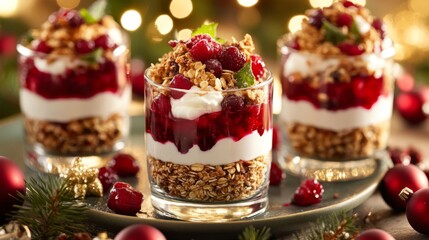 Cranberry, Yogurt, and Granola Dessert Parfaits