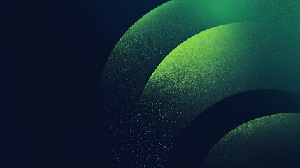 Glowing green light ring black background grainy gradient noise texture poster banner backdrop abstract design, power point background 