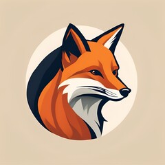Obraz premium Fox Logo Design, Orange Fox Head Illustration, 