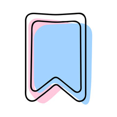 Fototapeta premium A blue and pink bookmark with a white background. The bookmark is a symbol of knowledge and learning