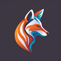 Obraz premium Fox Logo Design, Fox Head Illustration, 