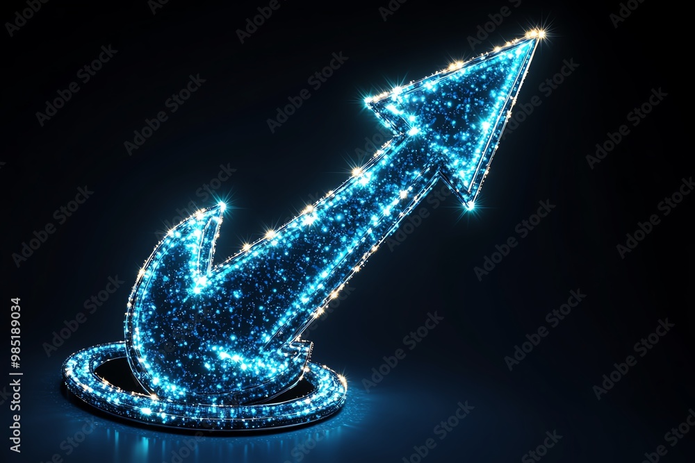 Poster abstract arrow graphic, pointing upward, symbolizing acceleration and rapid business growth in a cle