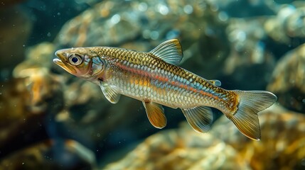 Close-Up of a Fish Swimming in a River