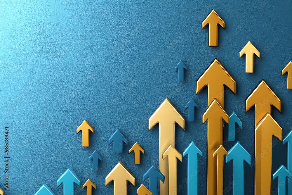Aufkleber abstract arrows moving upward, representing the progress and continuous growth of a business