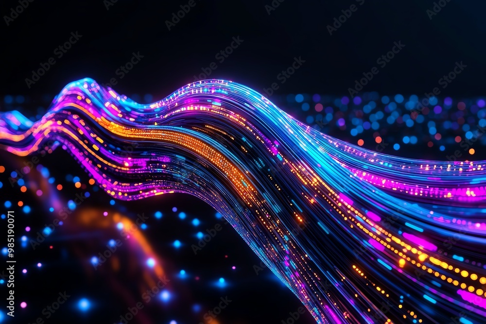 Aufkleber Abstract business analytics flow, with vibrant lines and dots forming a dynamic data visualization