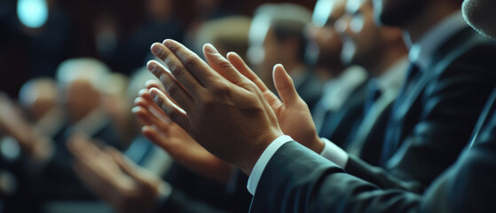 A group of people clapping their hands in unison. Concept of unity and togetherness, as the people are all clapping in unison. The scene could be taking place at a concert, a sporting event