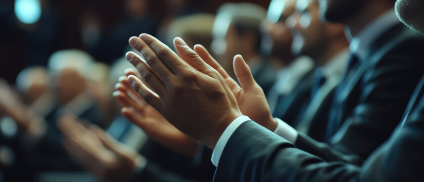 A group of people clapping their hands in unison. Concept of unity and togetherness, as the people are all clapping in unison. The scene could be taking place at a concert, a sporting event