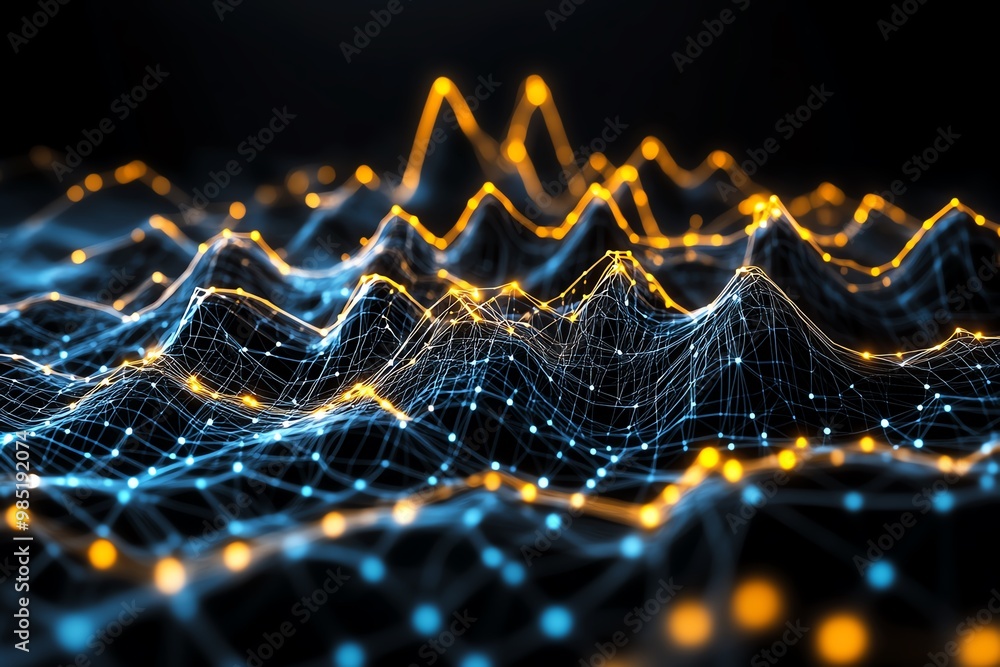 Aufkleber Abstract data visualization, with interconnected lines and dots forming a network of business analytics