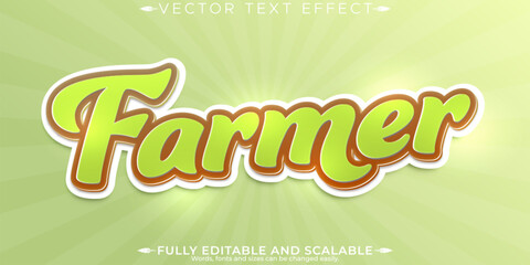 Farmer editable text effect, editable agriculture and field text style