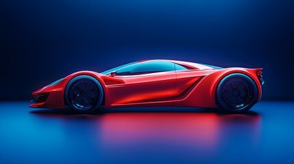 Futuristic lights create dynamic atmosphere for red sports car picture