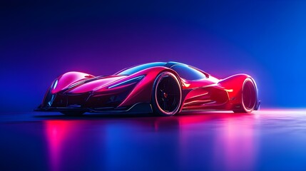 Naklejka premium Futuristic setting featuring a red sports car image