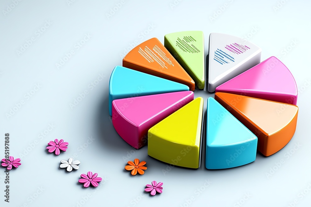Aufkleber abstract pie chart, with bold, vibrant segments representing different areas of business analytics