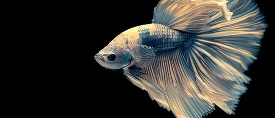 Fototapeta premium Betta fish with flowing fins in aquarium.
