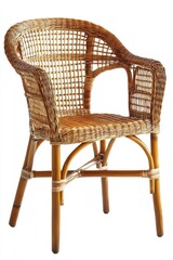 rattan dining chair design, cut out image isolated on white background