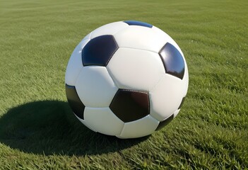 Fototapeta premium A white and green soccer ball with black and blue accents
