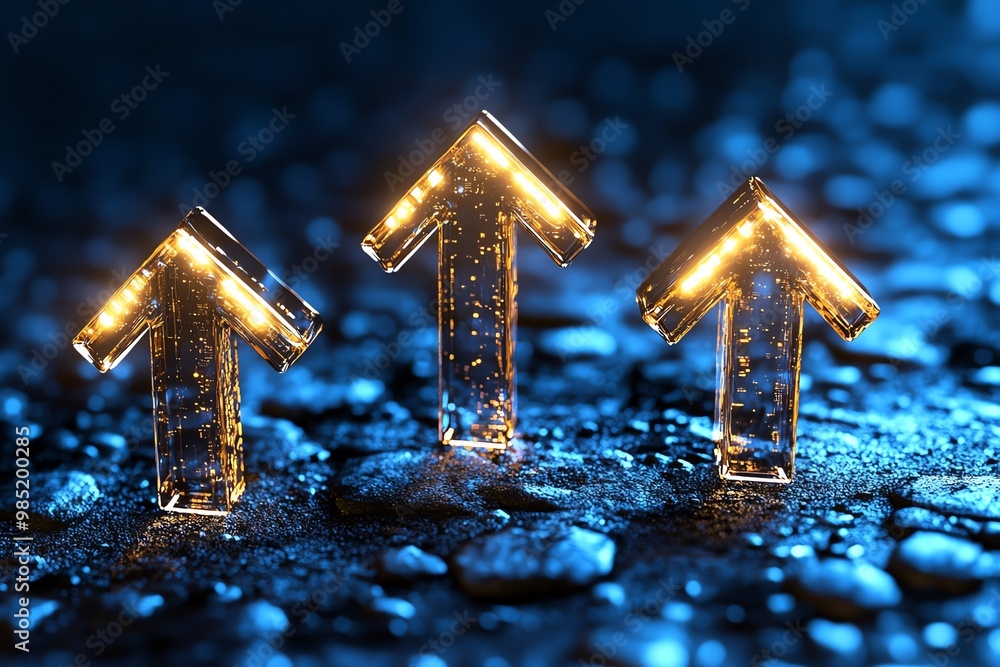 Poster Abstract upward arrows, symbolizing the continuous progress of business development in a dynamic market