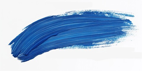 Blue brush stroke on white background, isolated. Acrylic paint, artistic design, creative composition, bright colors. Single layer, abstract pattern, textured surface, oil painting style.