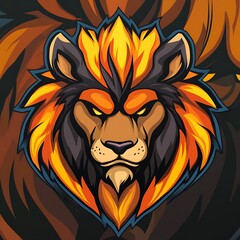 Obraz premium Fiery Lion Mascot Illustration, Esports Gaming Logo Design