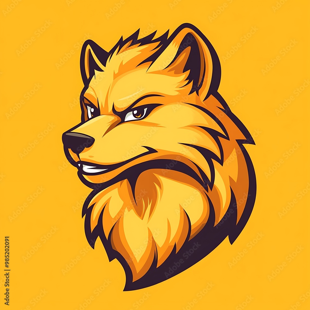 Sticker Aggressive cartoon fox head mascot logo illustration design