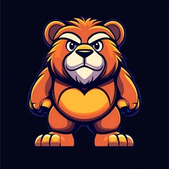 Obraz premium Cute Angry Bear Mascot Cartoon Character Design