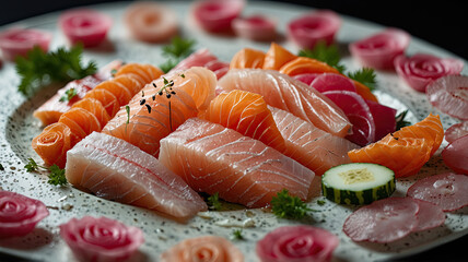 a delicately prepared sashimi platter