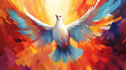Fototapeta premium Dove Illustration with Abstract Background