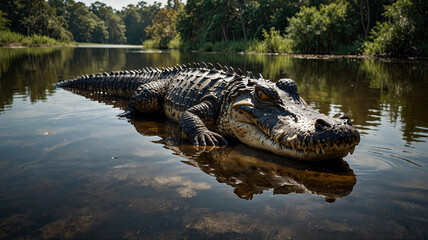 Fototapeta premium a large and imposing alligator