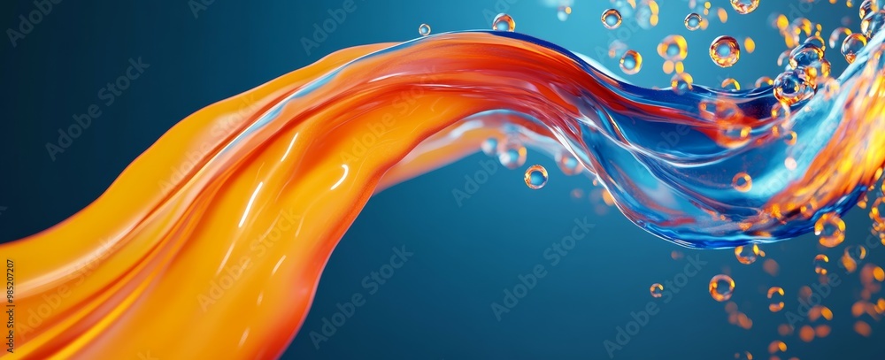 Poster dynamic gradient wave with vivid bubbles