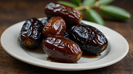 close up on plate with dates fruit