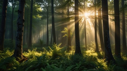 Realistic landscape atmosphere in the forest with tall trees in it