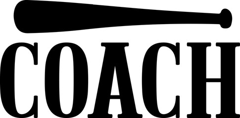 Coach sports typography clip art design on plain white transparent isolated background for card, shirt, hoodie, sweatshirt, apparel, card, tag, mug, icon, poster or badge © AllYearRoundDesigns