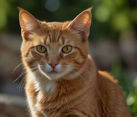orange cat on blurry background