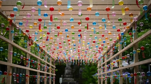 風に揺れる西教寺の風鈴 （滋賀県大津市, 2024年6月）