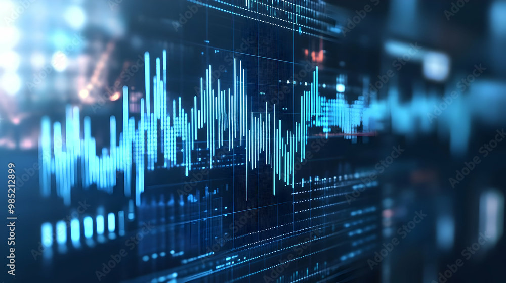 Poster abstract background with blue digital data visualization