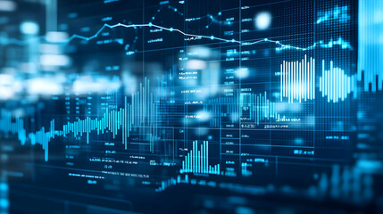Fototapeta premium Blue Digital Stock Market Chart Abstract Background