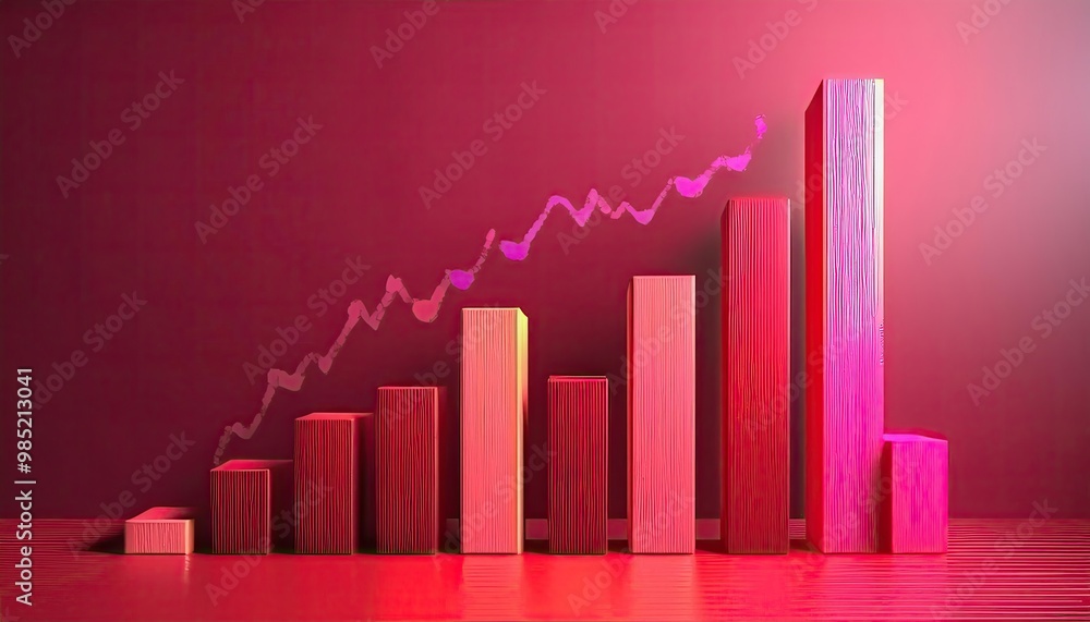 Wall mural a simple bar graph that is rising and represents financial prosperity.