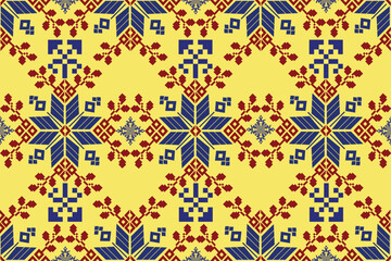 “Pixel Floral Geometric Seamless Vector Pattern – Created with Affinity Designer”