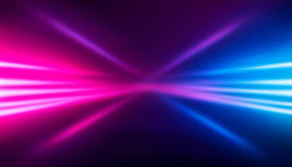 Obraz premium Ultraviolet background. Defocused neon light. UV led rays. Blur pink purple blue color gradient smooth glow beam pattern on dark abstract mask layer.