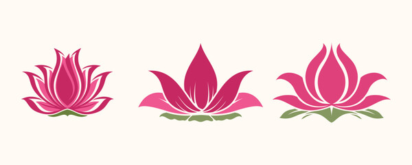 lotus flower logo set. lotus flower stem leaf
flower bloom pistil bud for cosmetics, beauty products, care, salon, spa, therapy, health and more