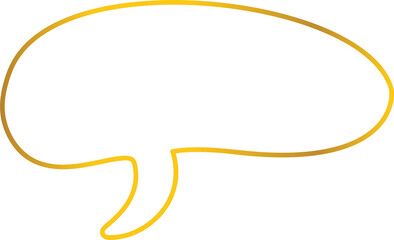 Speech bubble outlined glossy gold style