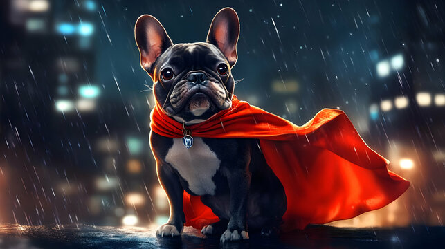 Superhero French Bulldog Illustration
