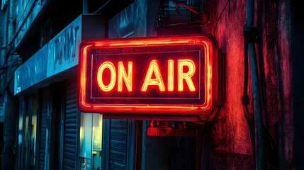 Red Neon Sign on Air - Illustration