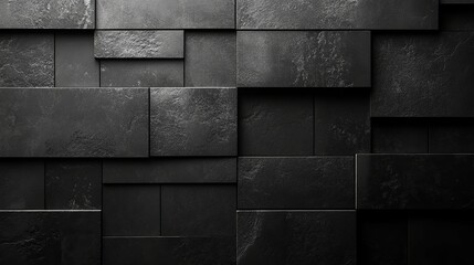Black Rectangular Tiles with Rough Texture