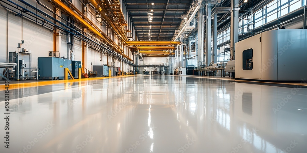 Sticker Modern polyurethane epoxy flooring in an industrial setting enhanced