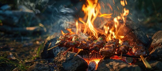 Quick Barbecue By A Campfire