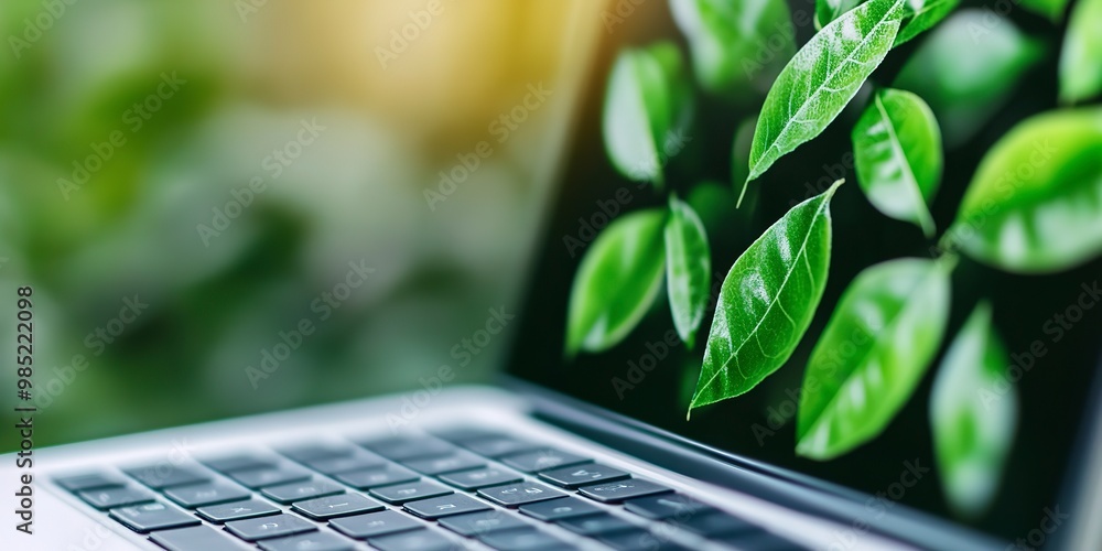 Canvas Prints Close-up Demonstration of ESG environmental social governance on a laptop of an eco-friendly company for environmental protection and sustainable ecology of the future