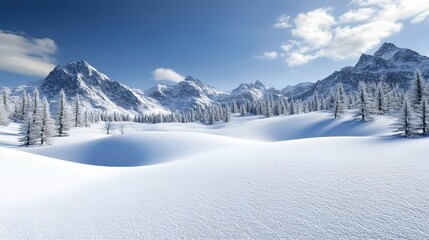 Obraz premium Snow-Covered Mountain Range Under a Blue Sky