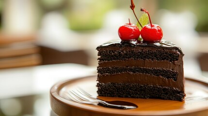 Chocolate Cake with Cherries and Chocolate Glaze