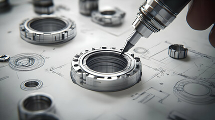3D Rendered Mechanical Drawing with Gears