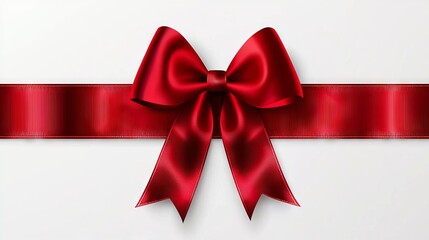 Fototapeta premium Red ribbon bow on a white background for celebration